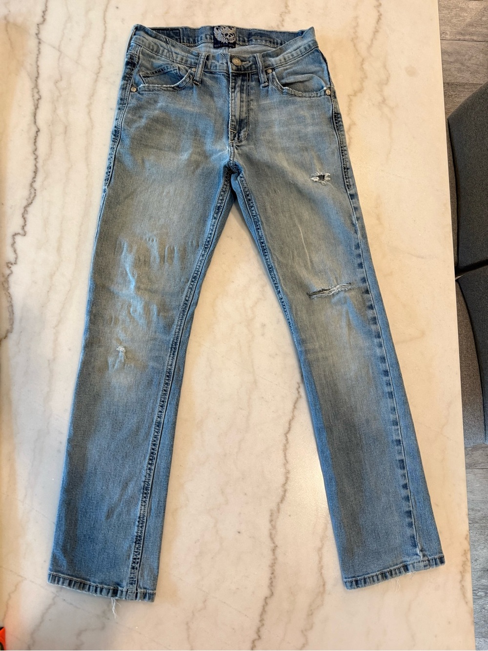 Rock & Republic Light Blue Slim Straight Distressed Jeans
